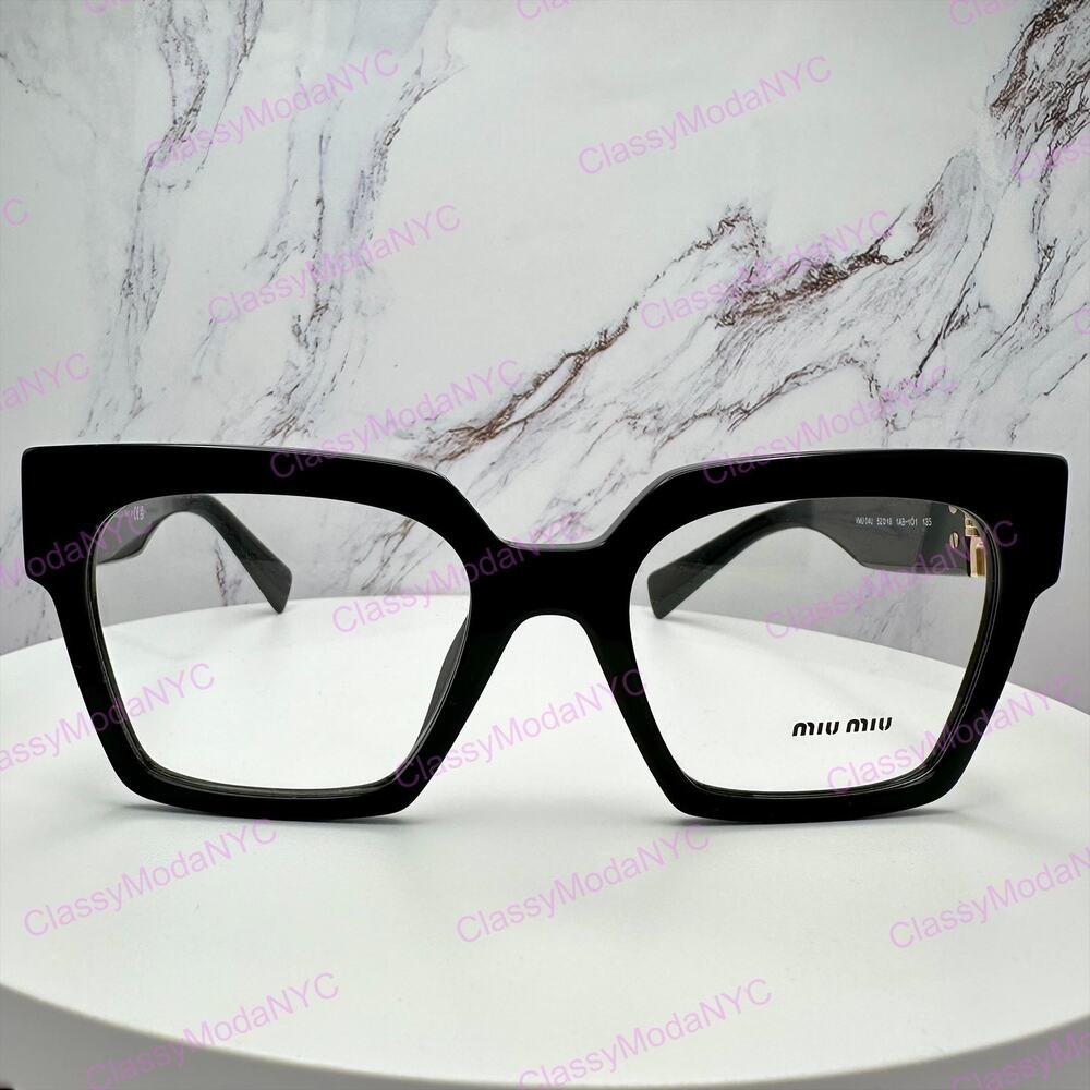 MIU MIU Womens Eyeglasses Black Square Full Rim frames 52-19mm Rx-able Womens - Picture 3 of 16